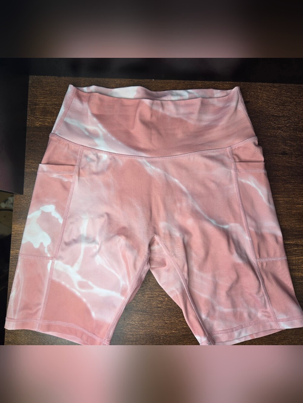 High-Waist Pink Tie-Dye Women's Bike ShortsBuff Bunny Pink Marble Rose Quartz